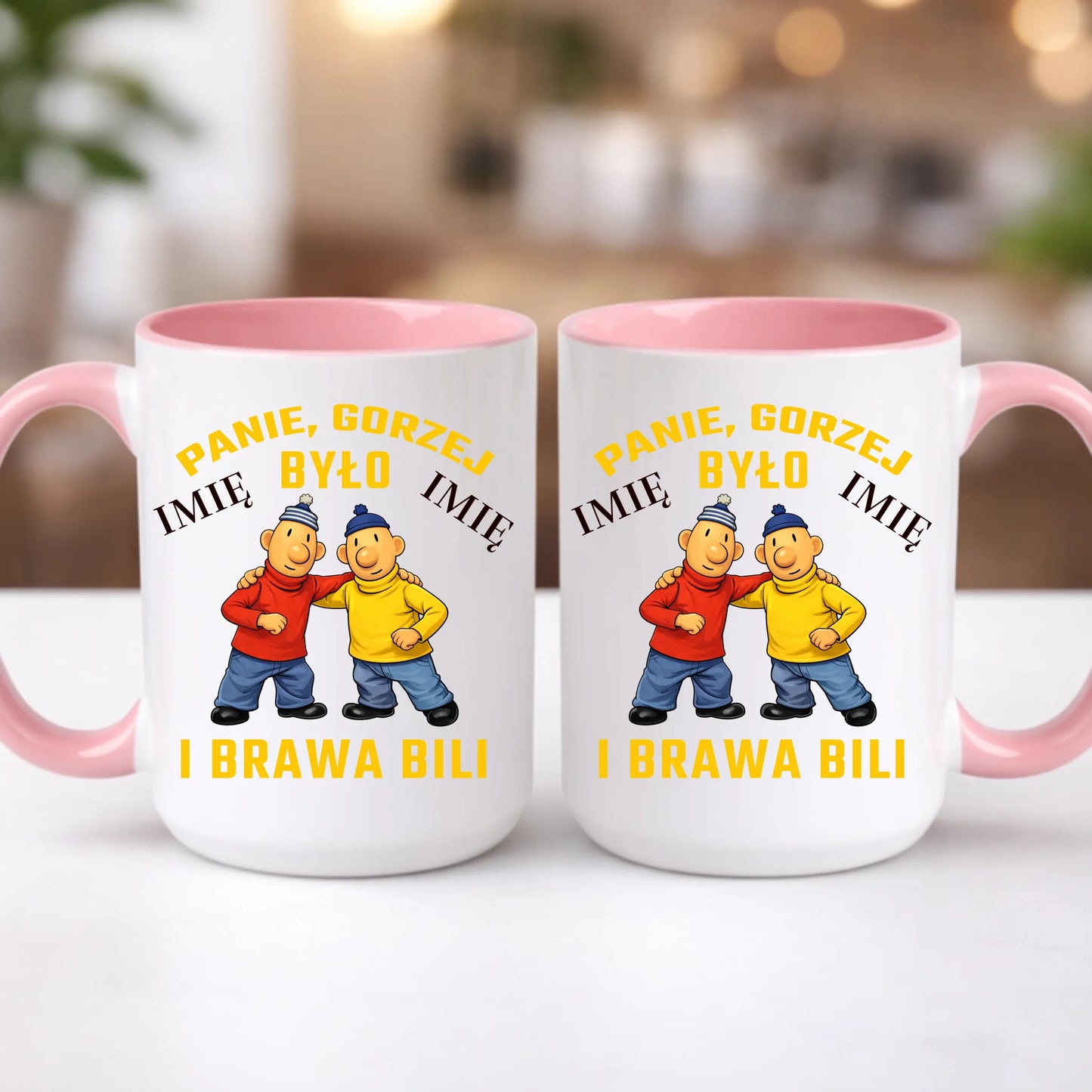 kubek z własnym nadrukiem 440ml personalizowane prezenty pl różowy