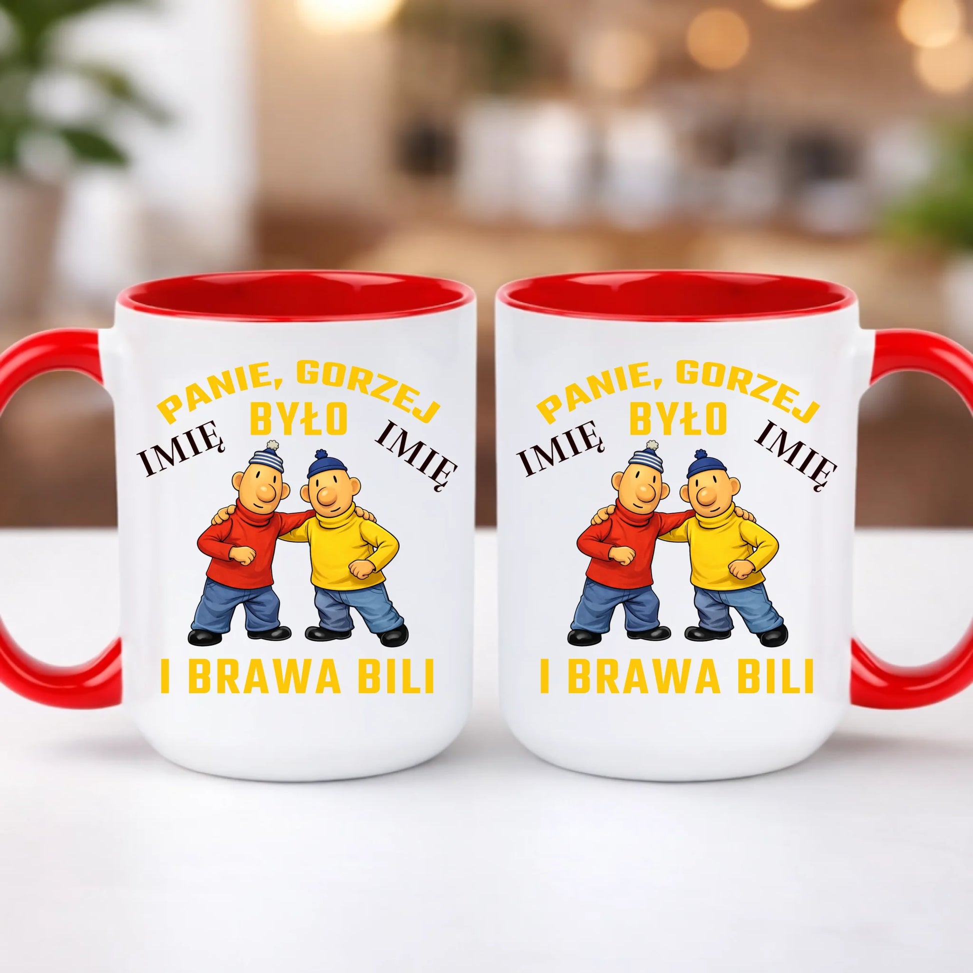 kubek z własnym nadrukiem 440ml personalizowane prezenty pl czerwony