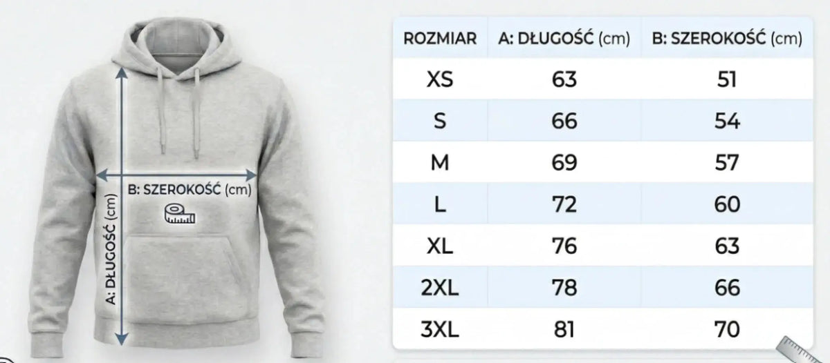 rozmiarówka bluza męska bez kaptura ss