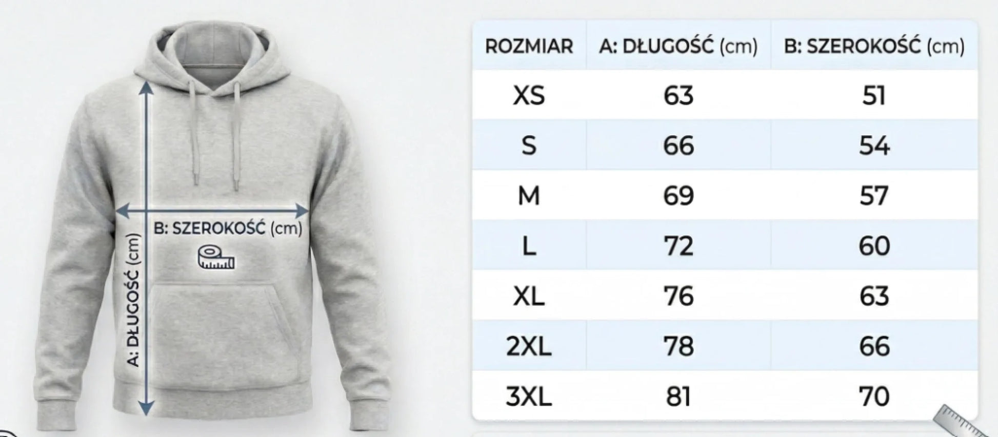 rozmiarówka bluza męska bez kaptura ss