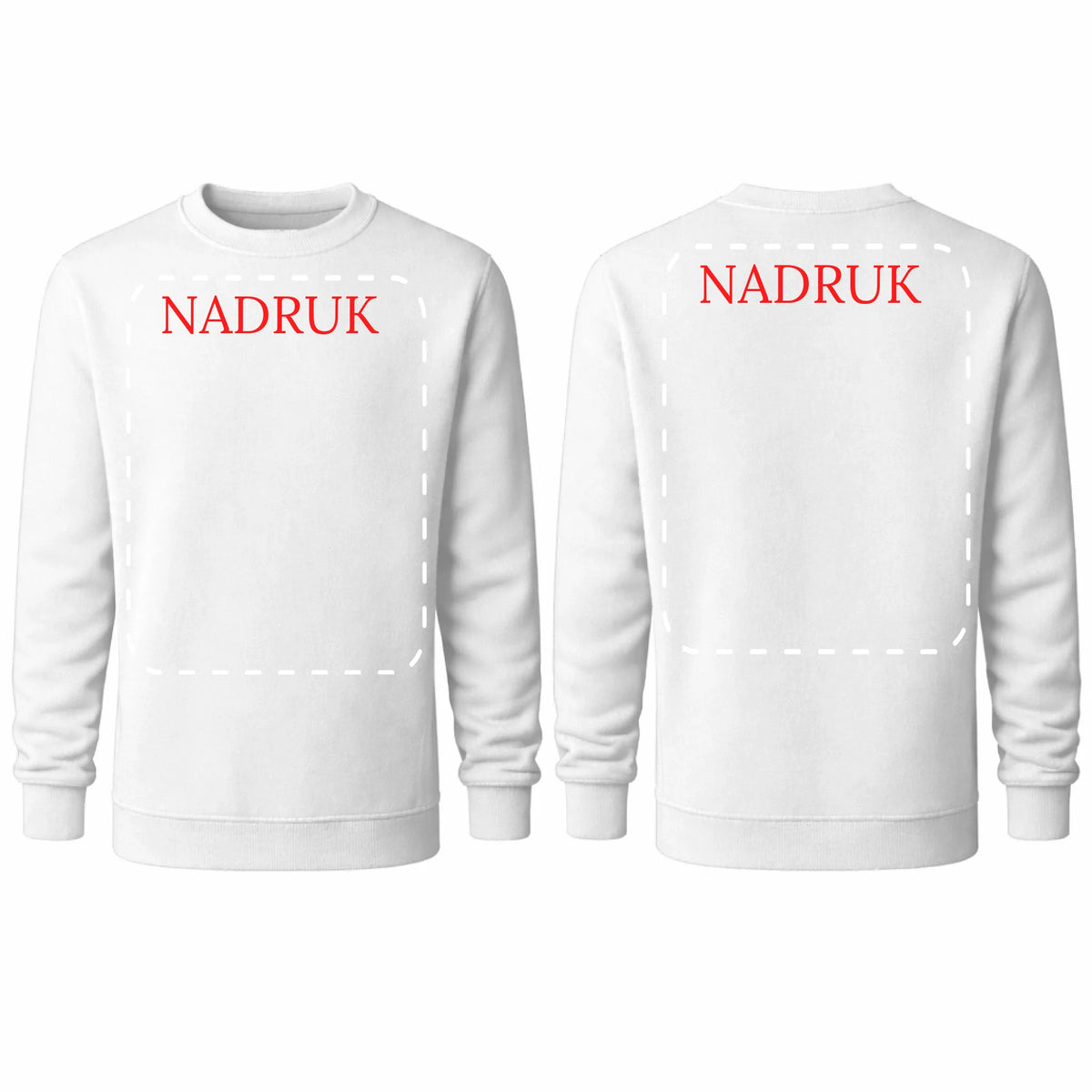 bluza reklamowa dla firm z nadrukiem bez kaptura biala