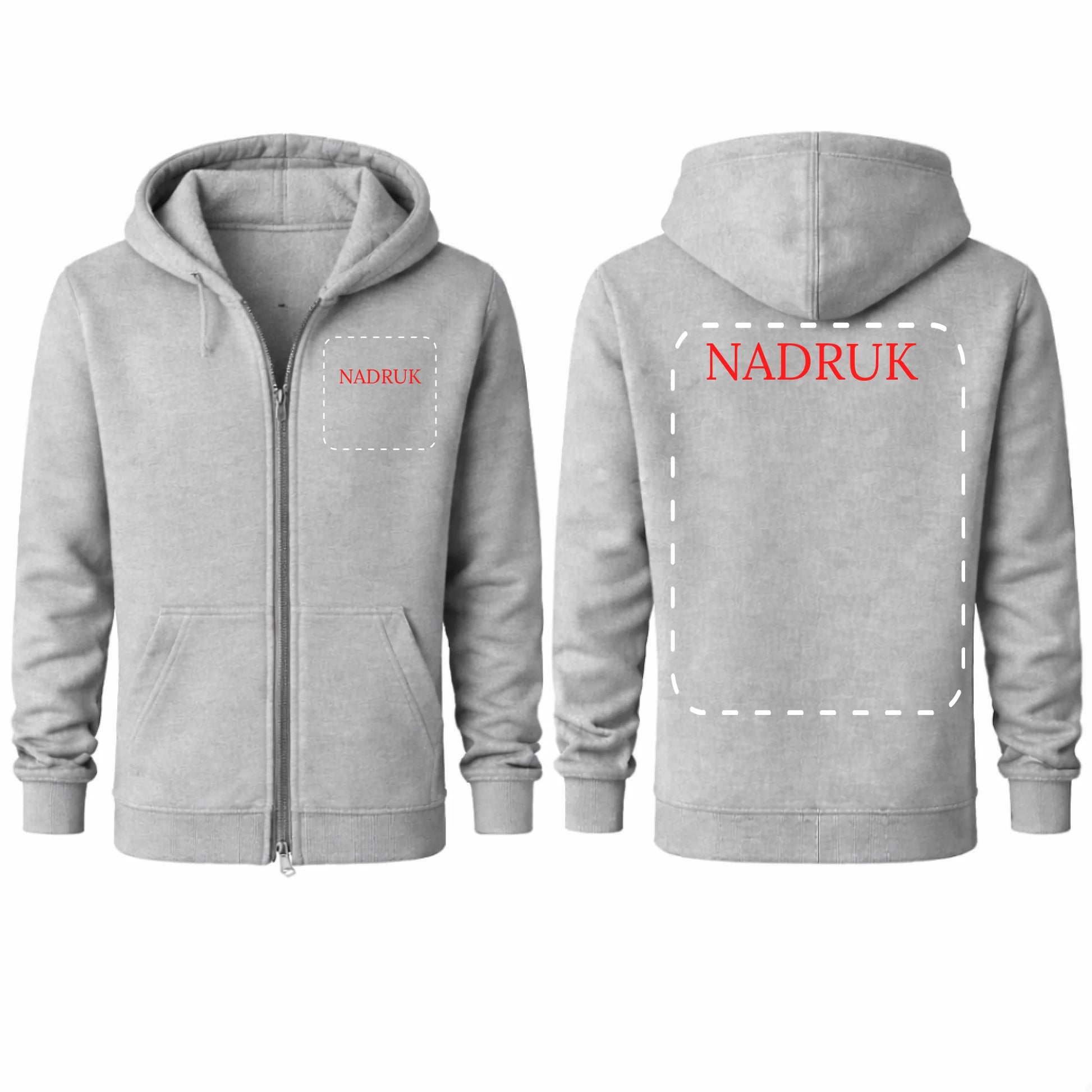 bluza reklamowa męska z kaputrem rozpinana z kapturem szara