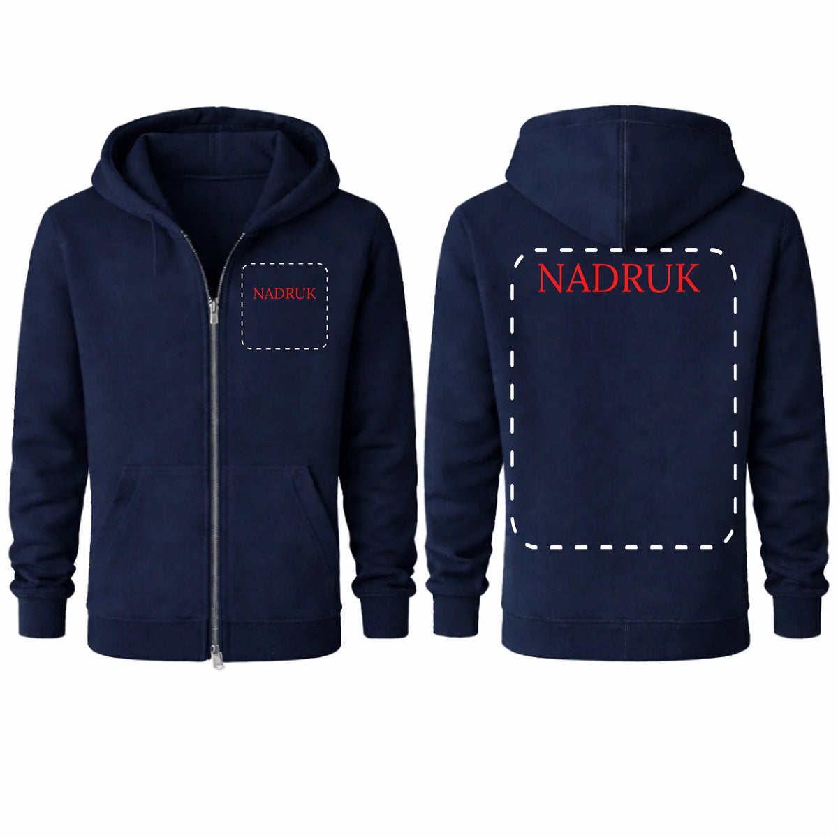 bluza reklamowa męska z kaputrem rozpinana z kapturem navy
