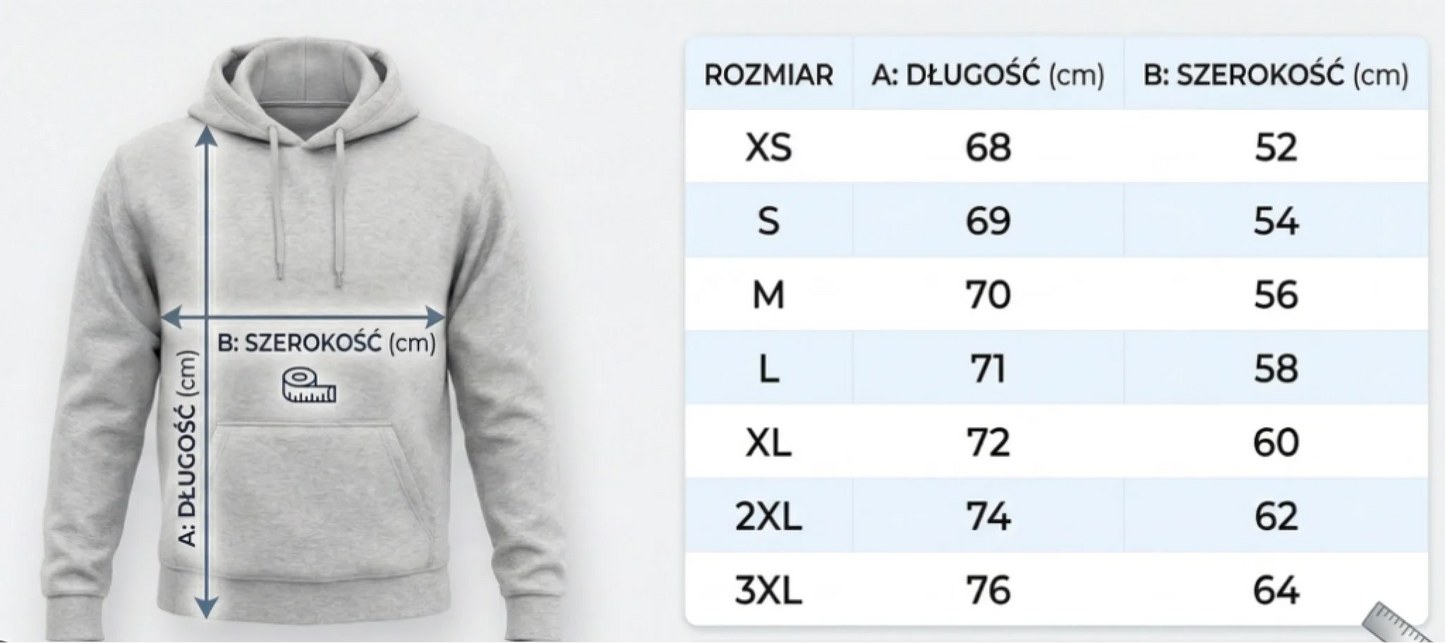 rozmiarówka bluza męska z kapturem ss
