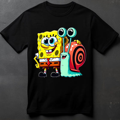 Koszulka męska ze śmiesznym wzorem spangebob gacuś 190 gramów czarna
