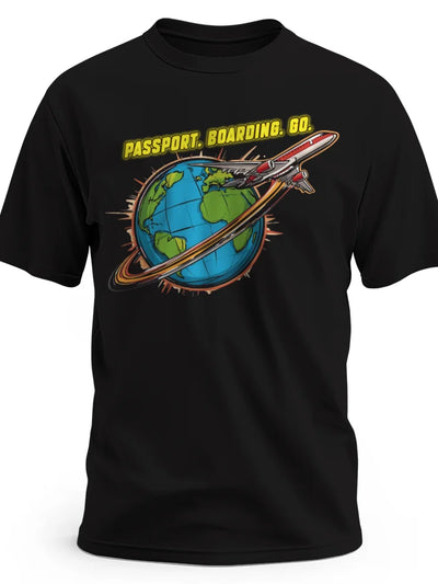 Prezent dla podróżnika koszulka męska 190gramow czarna passport boarding go