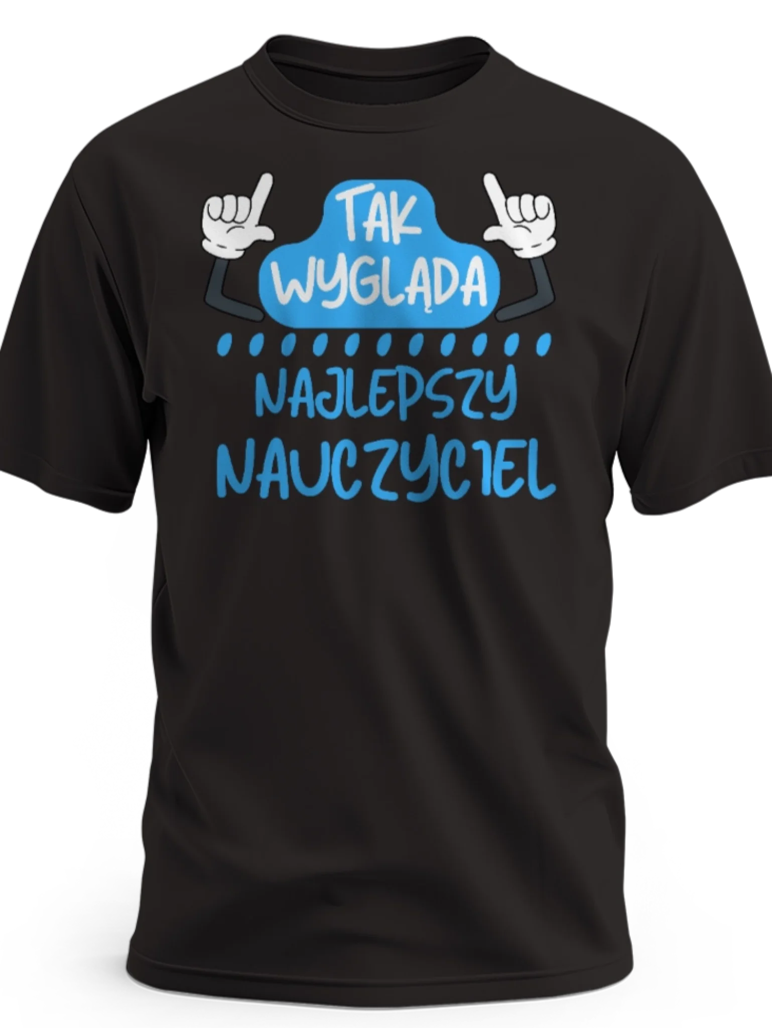Prezent dla nauczyciela koszulka męska z nadrukiem tak wygląda najlepszy nauczyciel czarna