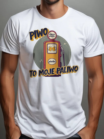 Prezent dla piwosza koszulka męska z nadrukiem piwo to moje paliwo