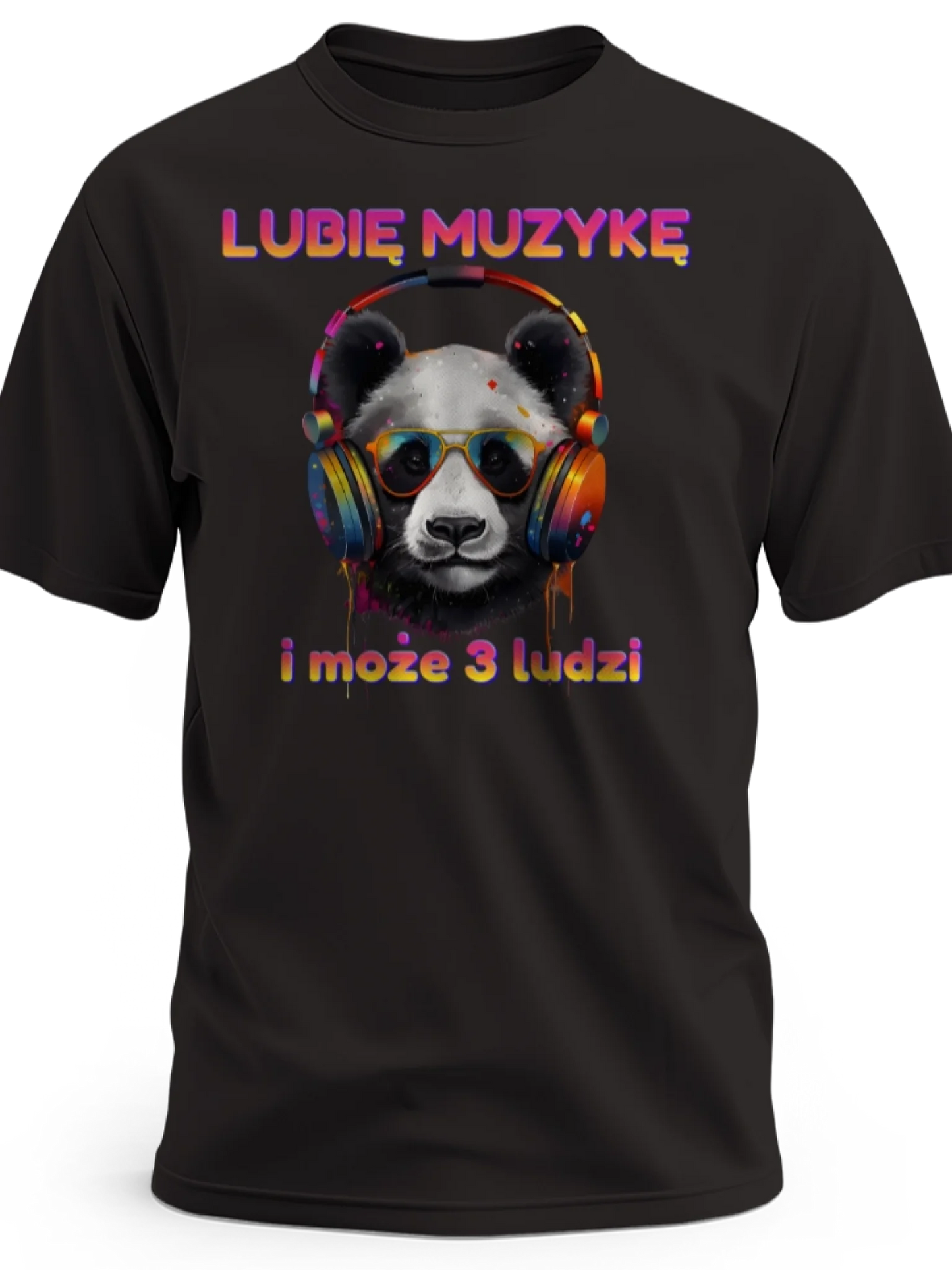 Prezent dla muzyka koszulka męska z nadrukiem pandy w słuchawkach lubię muzykę i może 3 ludzi