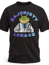 Prezent dla lekarza koszulka męska z nadrukiem żajebisty lekarz z żabą czarna
