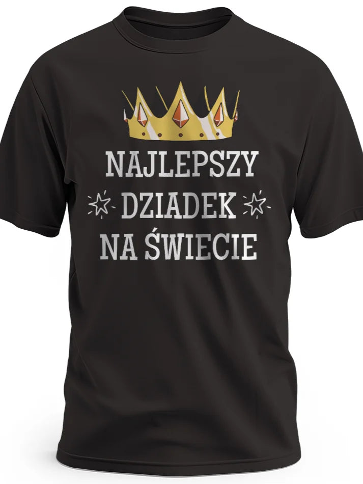 Prezent dla dziadka koszulka z nadrukiem najlepszy dziadek na świecie czarna