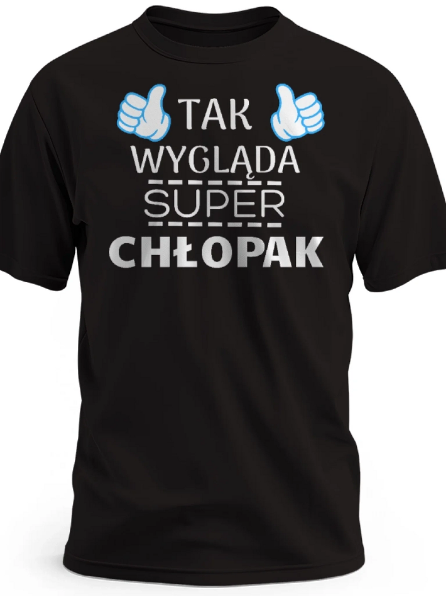 Prezent dla chłopaka koszulka z nadrukiem tak wygląda super chłopak czarna
