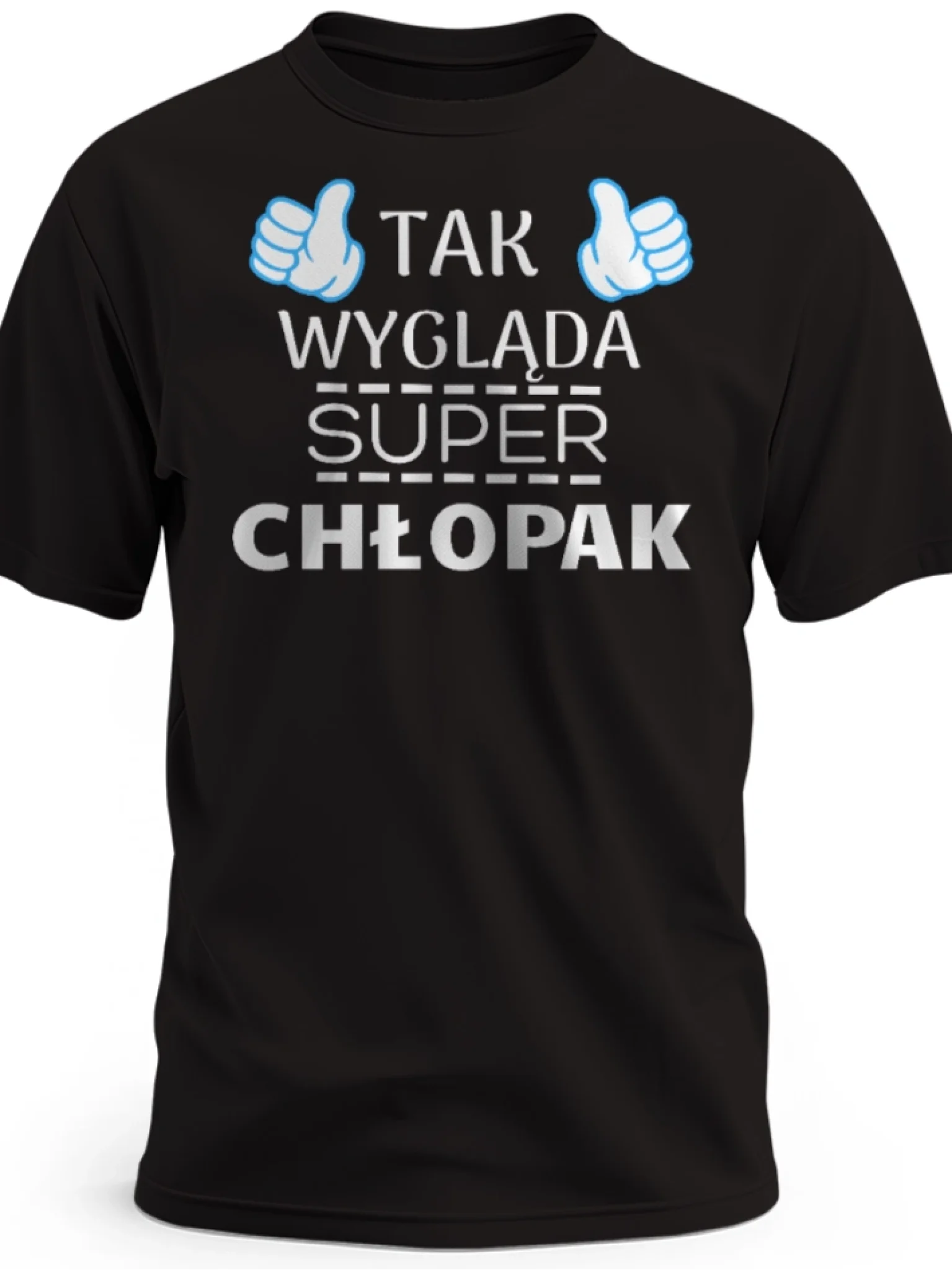 Prezent dla chłopaka koszulka z nadrukiem tak wygląda super chłopak czarna