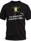 Prezent na dzień nauczyciela śmieszna koszulka męska z nadrukiem żaby i napisem żajebisty nauczyciel czarna
