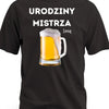 Prezent na urodziny koszulka męska z nadrukiem urodziny mistrza z piwem oraz imieniem personalizowana czarna