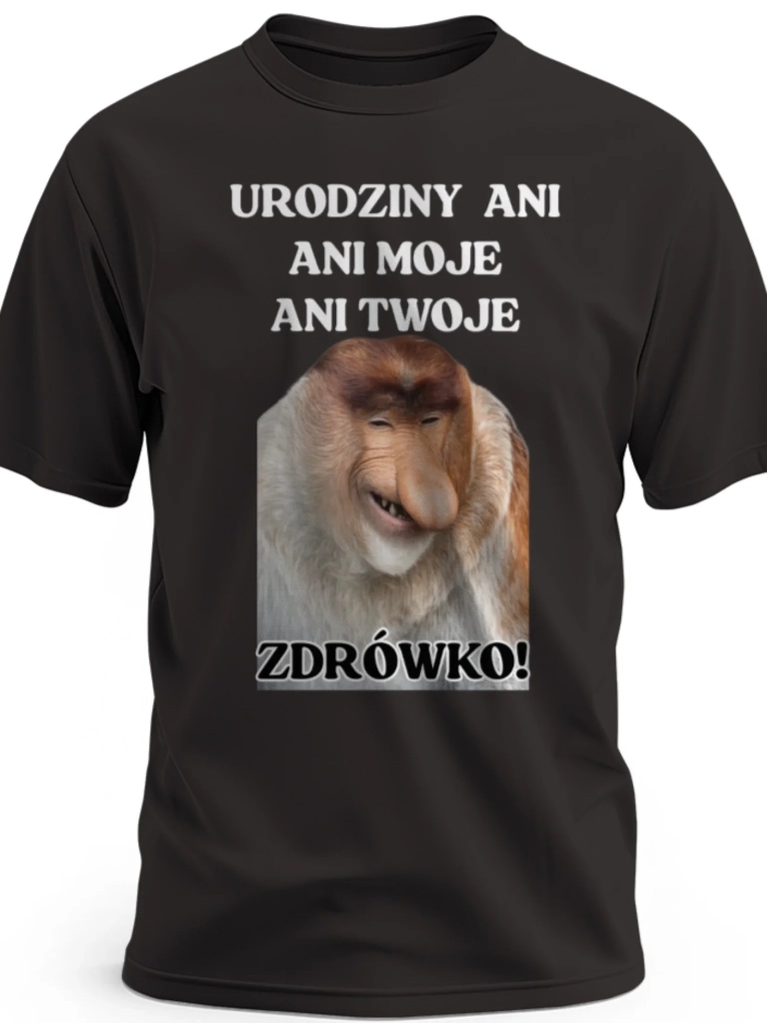 Prezent z okazji urodzin koszulka męska z nosaczem z napisem urodziny ani ani moje ani twoje czarna