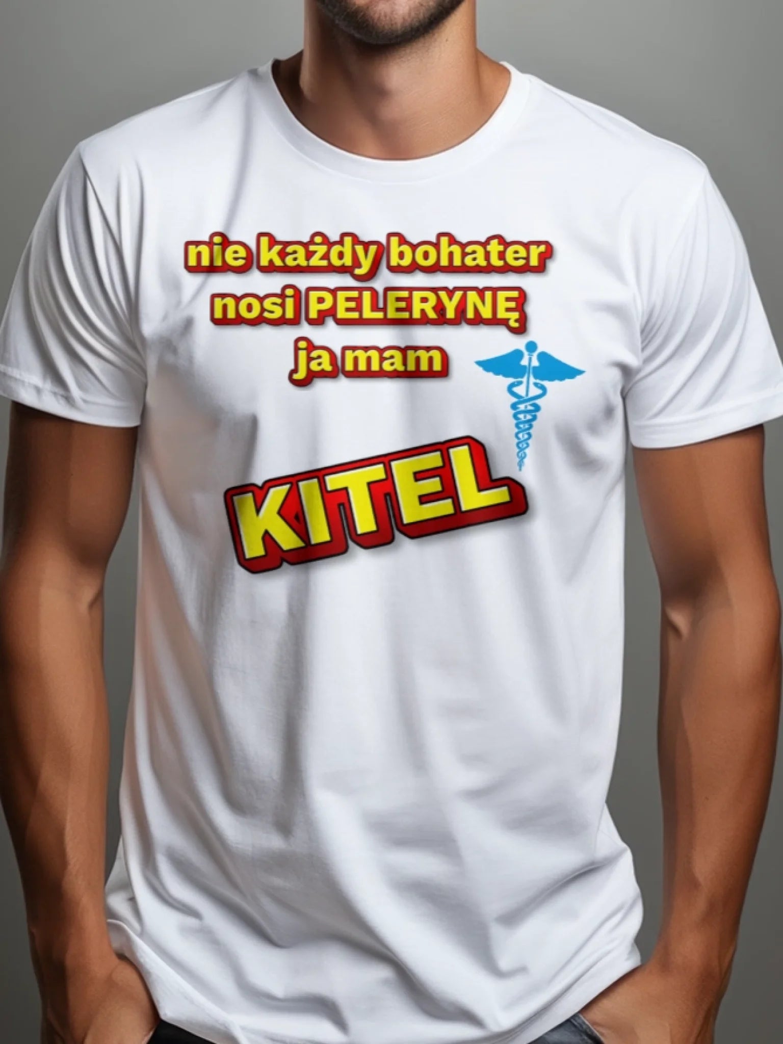 Man wearing a white tshirt Mockup