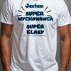 Koszulka męska prezent dla nauczyciela z napisem jestem super wychowawcą super klasy białaa