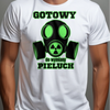 Koszulka męska z nadrukiem dla młodego Taty gotowy na wymianę pieluch dziecka z imieniem personalizowana biała