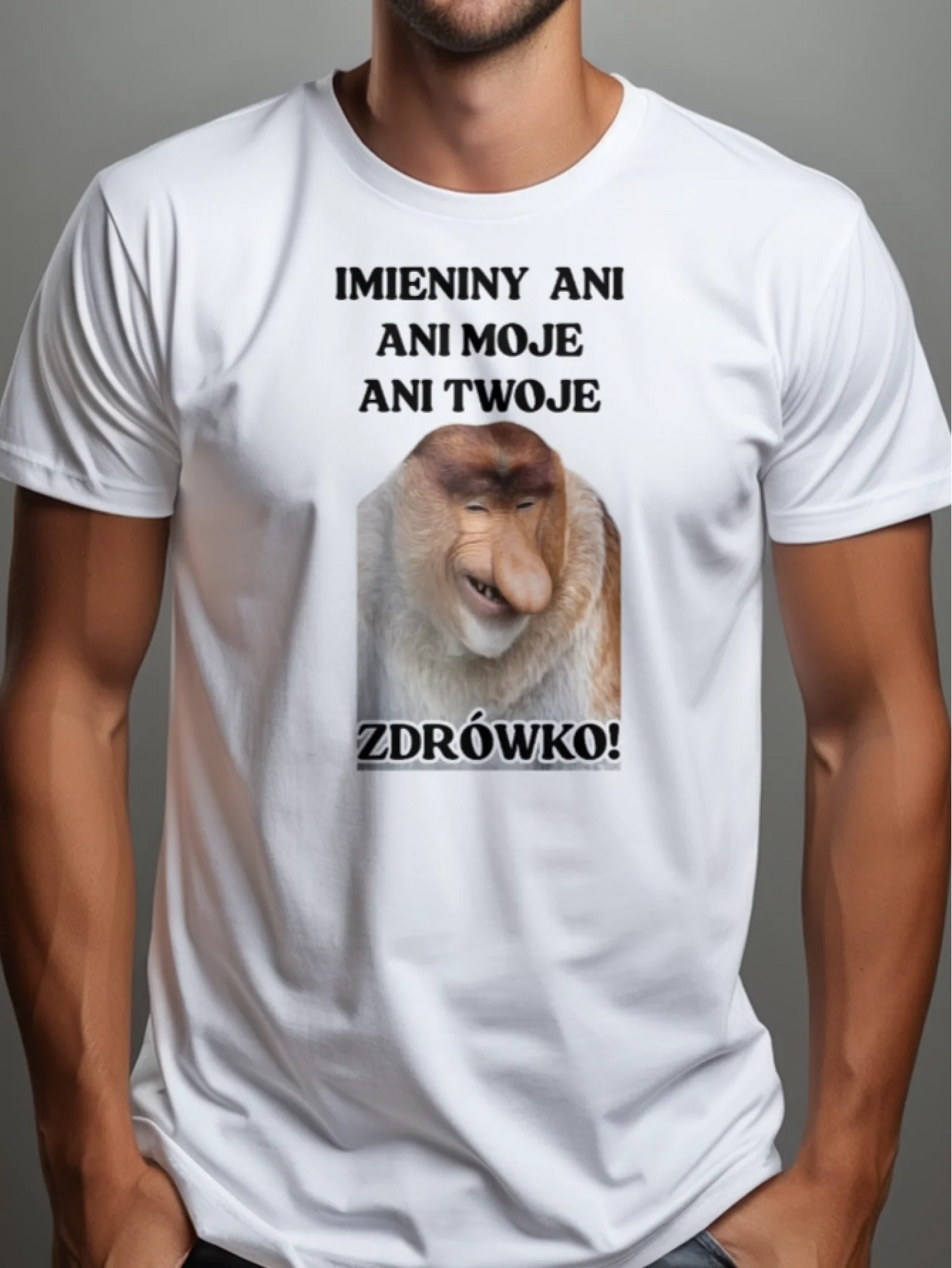 Koszulka męska z nadrukiem na prezent imieniny ani moje ani twoje biała