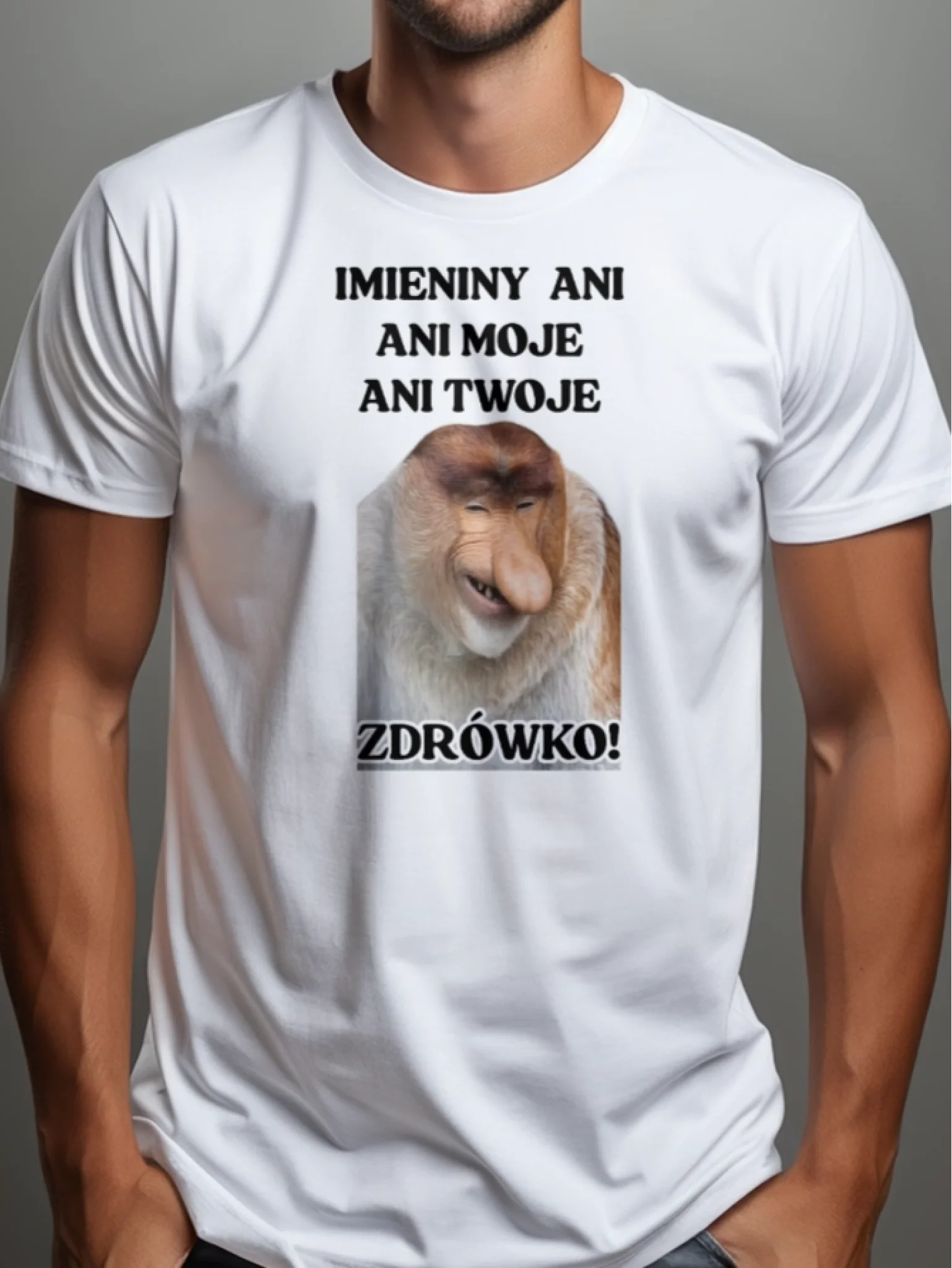 Koszulka męska z nadrukiem na prezent imieniny ani moje ani twoje biała