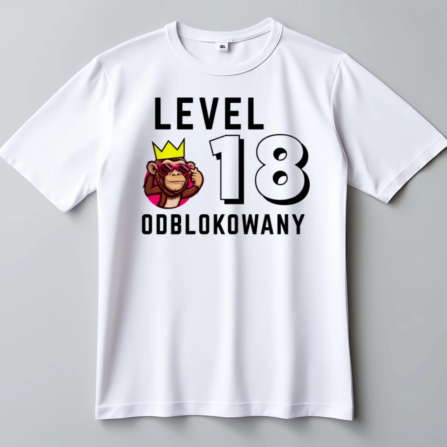 Koszulka na 18 urodziny lvl 18 odblokowany biala