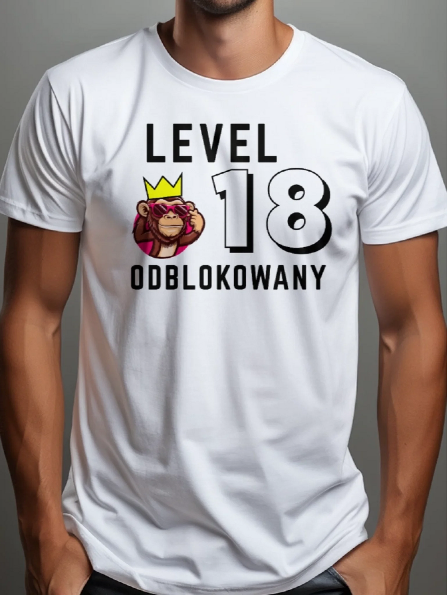 Koszulka na 18 urodziny lvl 18 odblokowany biala a