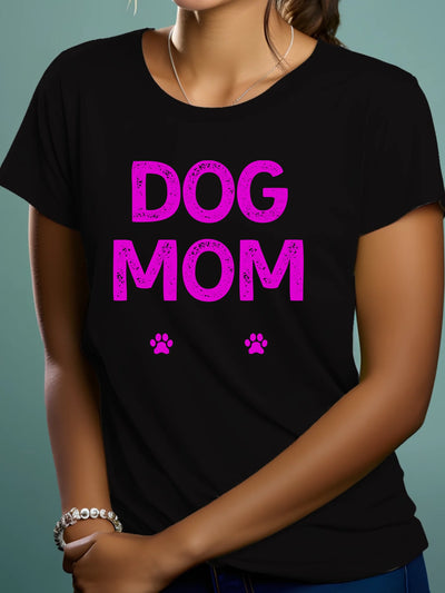 Prezent dla psiary koszulka damska z nadrukiem dog mom czarna