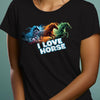 Prezent dla koniary koszulka z nadrukiem i love horse czarna