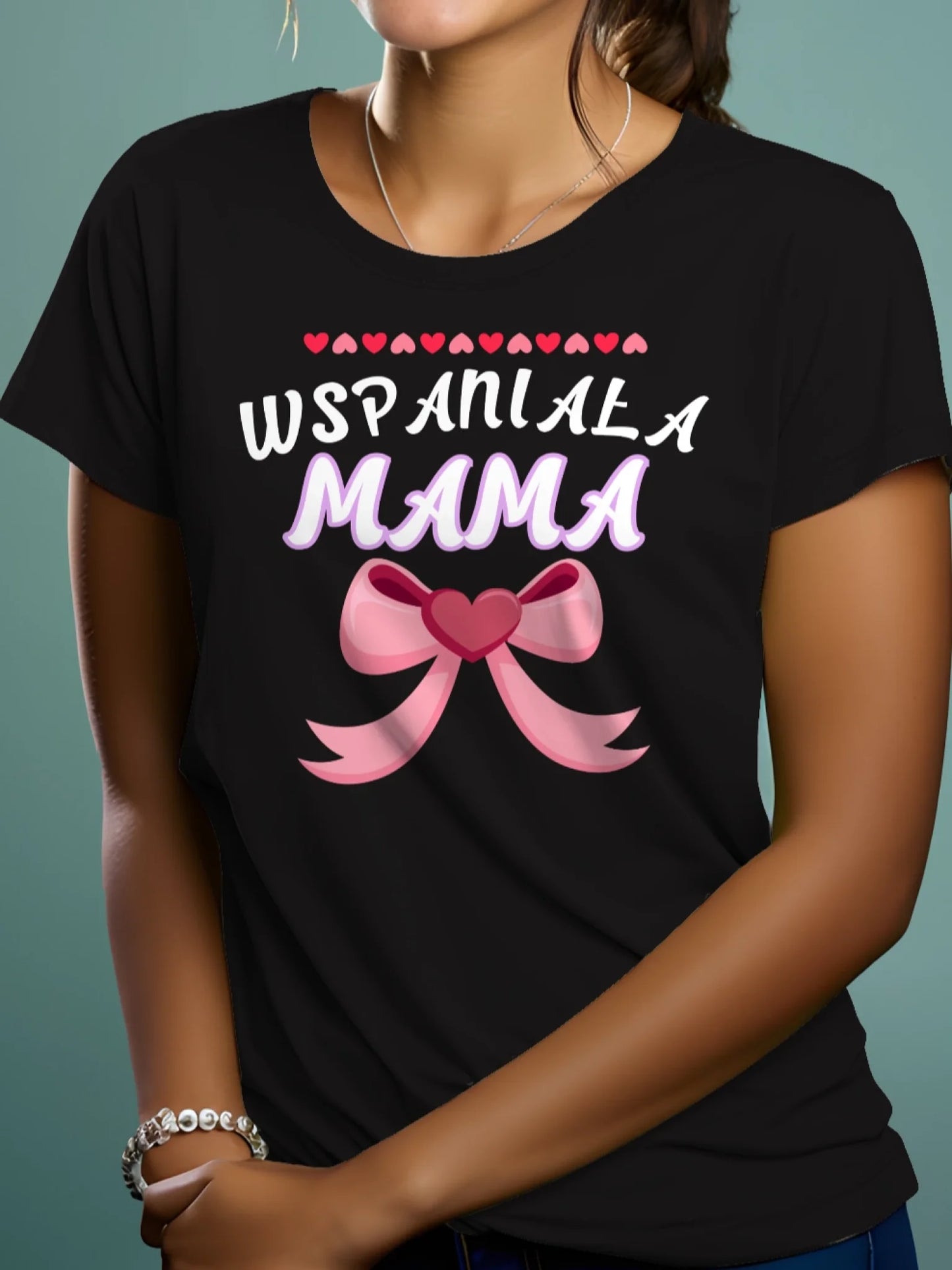 Prezent na dzień mamy koszulka z nadrukiem wspaniała mama czarna