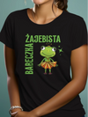 Prezent na dzień kobiet personalizowana koszulka z nadrukiem żaby i napisem żajebista babeczka czarna