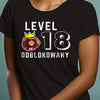 Koszulka na 18 urodziny dla dziewczyny lvl 18 odblokowany czarna
