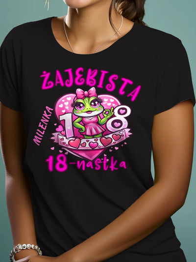Koszulka na 18 urodziny dla dziewczyny żajebista osiemnastka czarna
