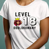 Koszulka na 18 urodziny dla dziewczyny lvl 18 odblokowany biala