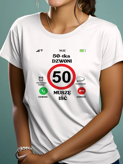 Koszulka na 50 urodziny damska 50tka dzwoni biała