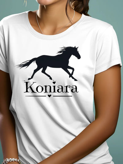 Prezent dla koniary koszulka z nadrukiem konia koniara z imieniem personalizowanym
