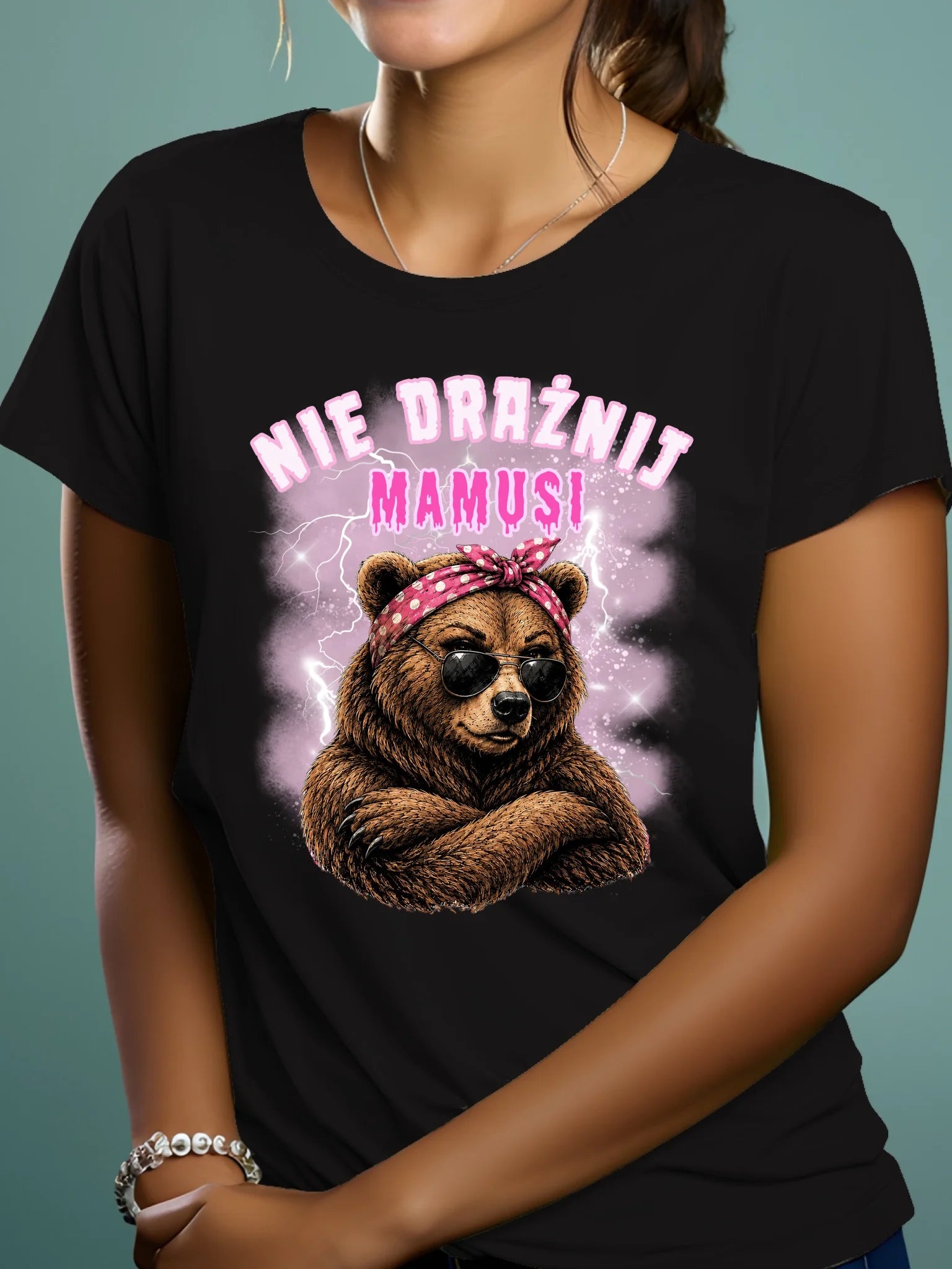 Joyful Native American Young Woman Posing TShirt Ad Attractive Happy TShirt Mockup Product Photo