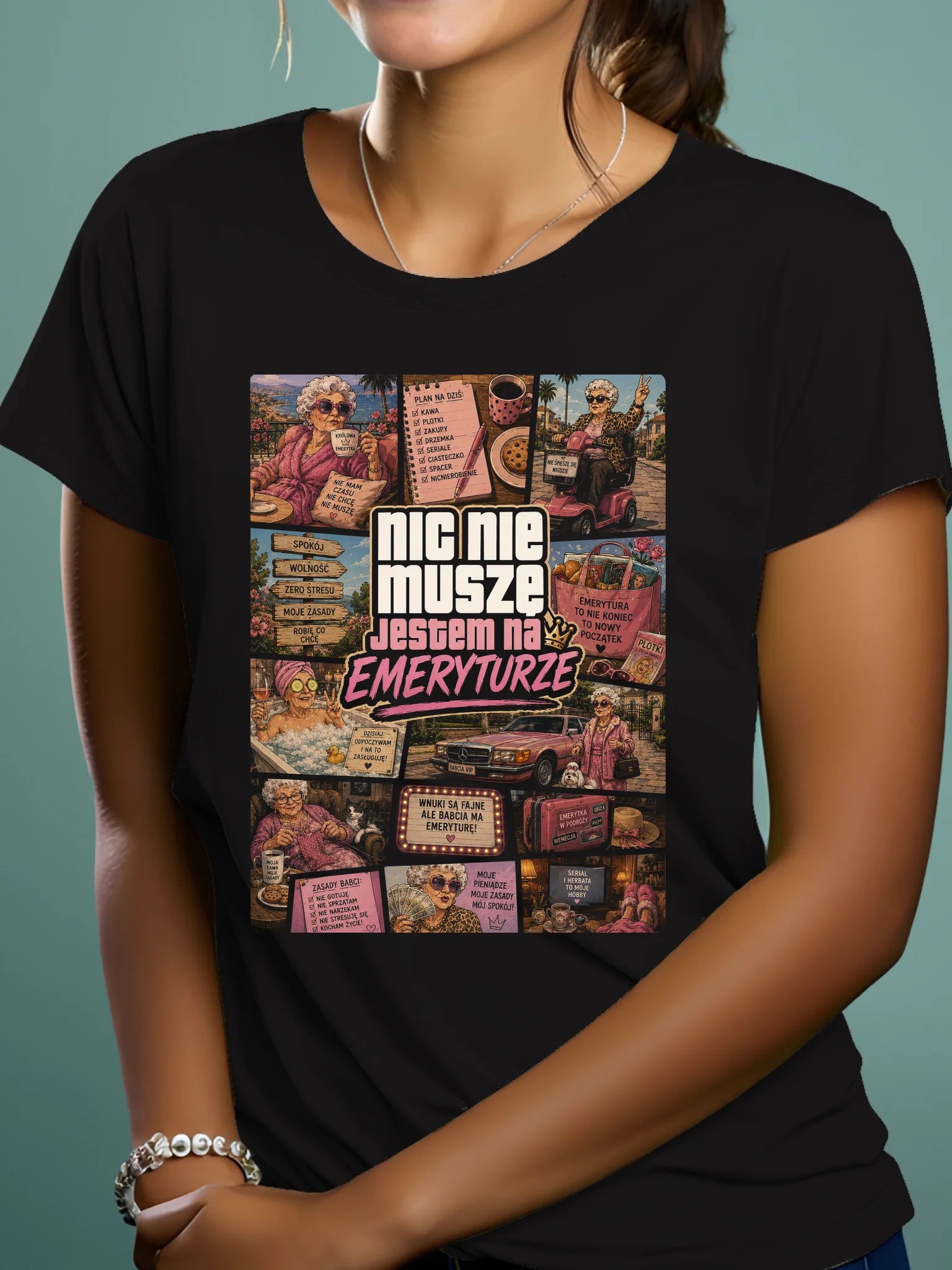 Joyful Native American Young Woman Posing TShirt Ad Attractive Happy TShirt Mockup Product Photo