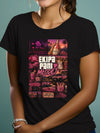 Joyful Native American Young Woman Posing TShirt Ad Attractive Happy TShirt Mockup Product Photo