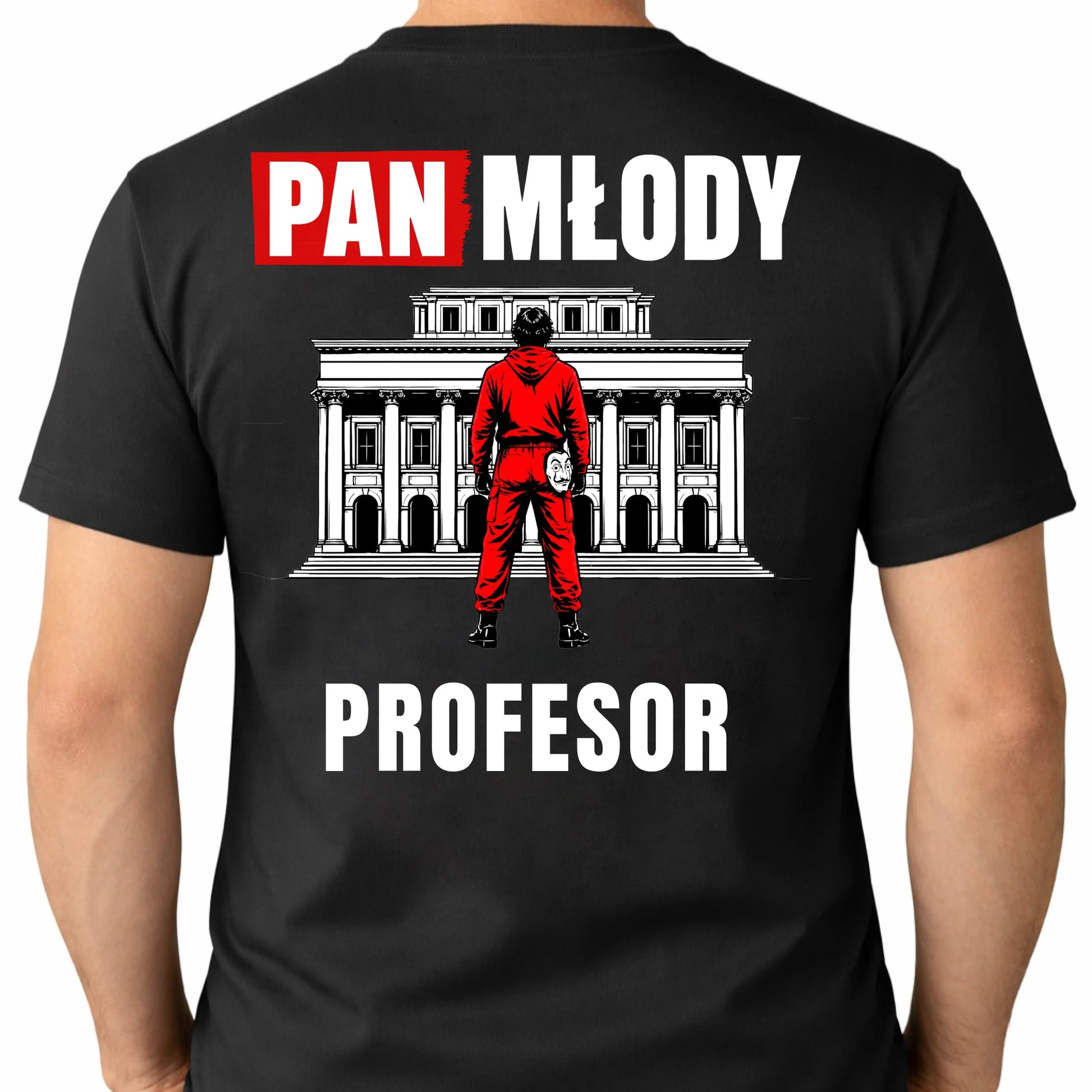 Koszulka męska na wieczór kawalerski PAN MŁODY profesor