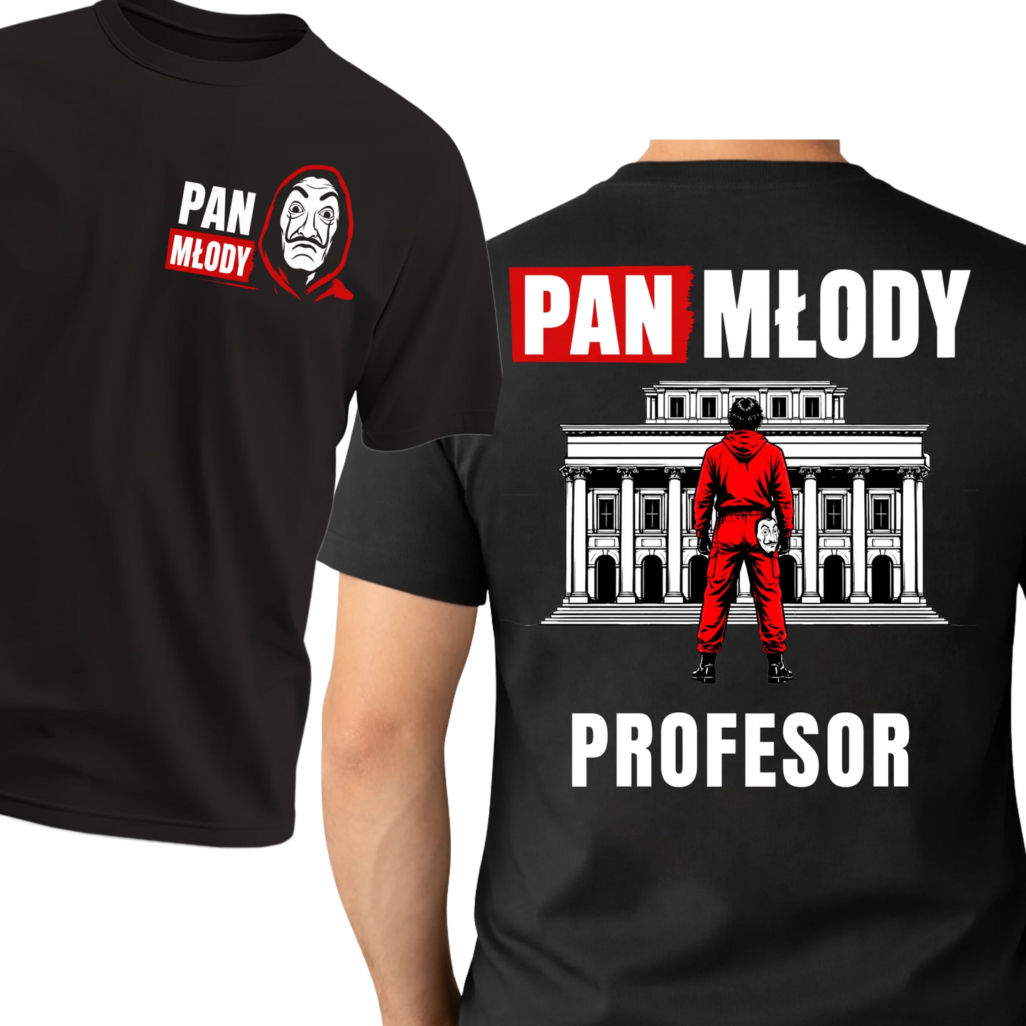 Koszulka męska na wieczór kawalerski PAN MŁODY profesor