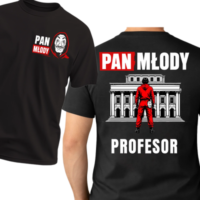 Koszulka męska na wieczór kawalerski PAN MŁODY profesor