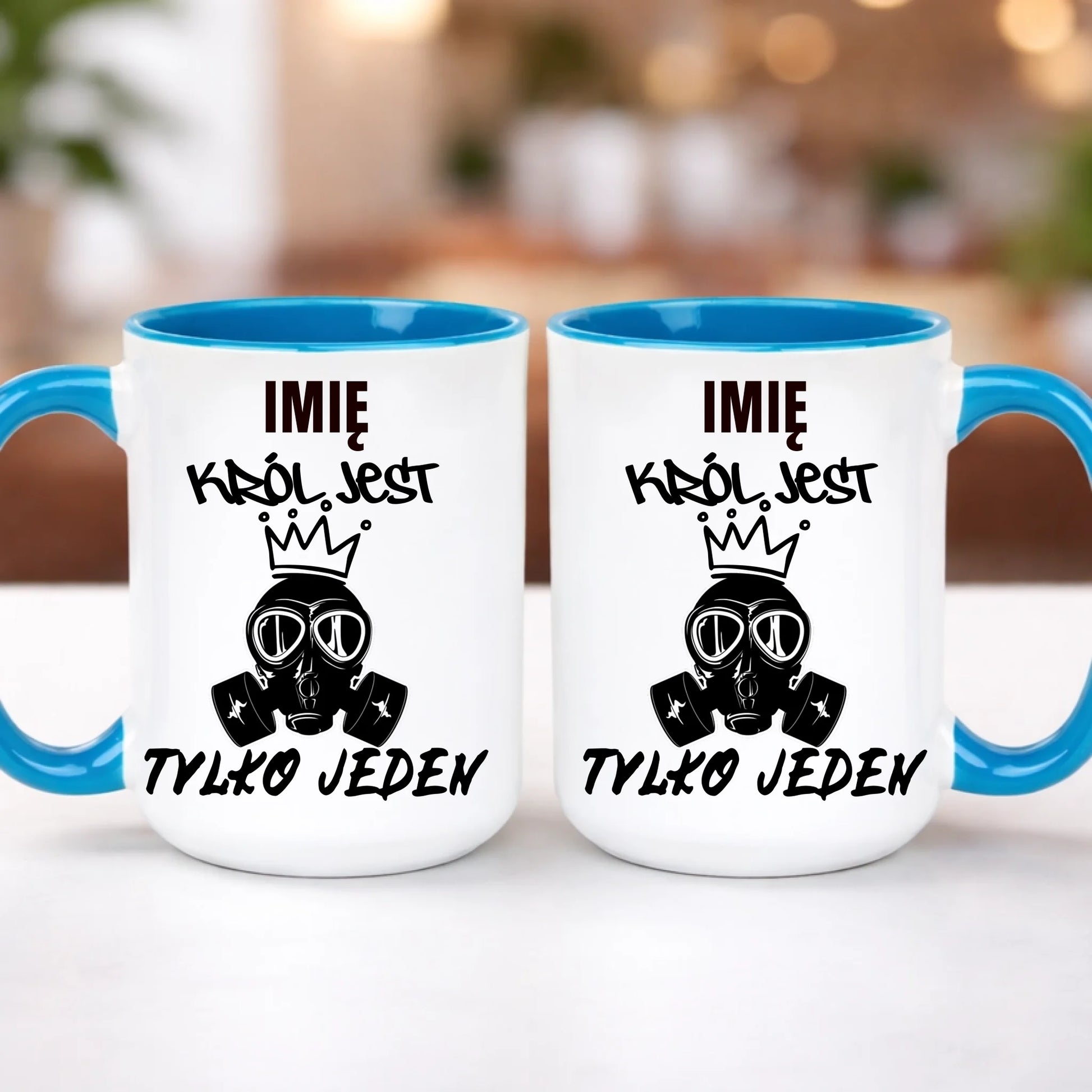 kubek z własnym nadrukiem 440ml personalizowane prezenty pl niebieski