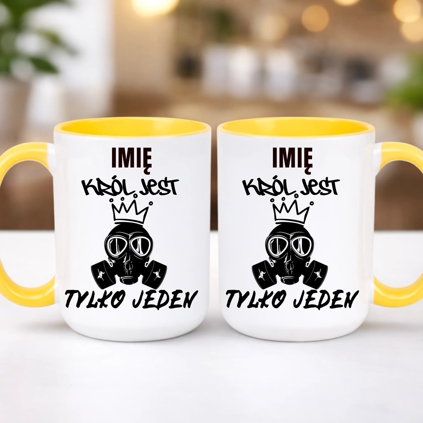 kubek z własnym nadrukiem 440ml personalizowane prezenty pl żółty