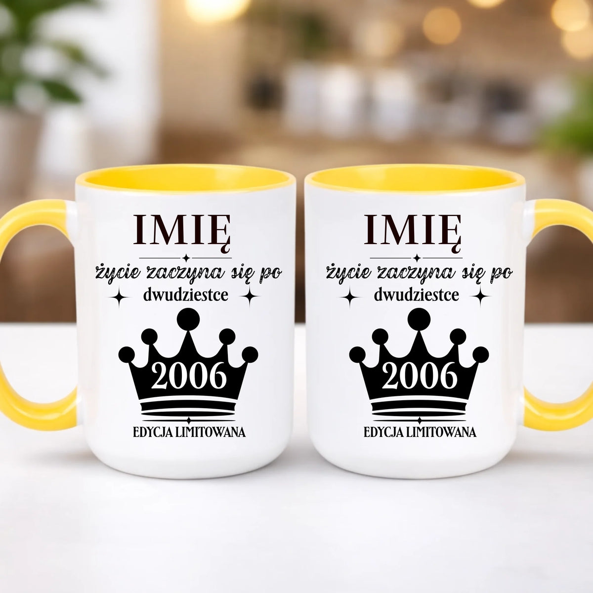 kubek z własnym nadrukiem 440ml personalizowane prezenty pl żółty