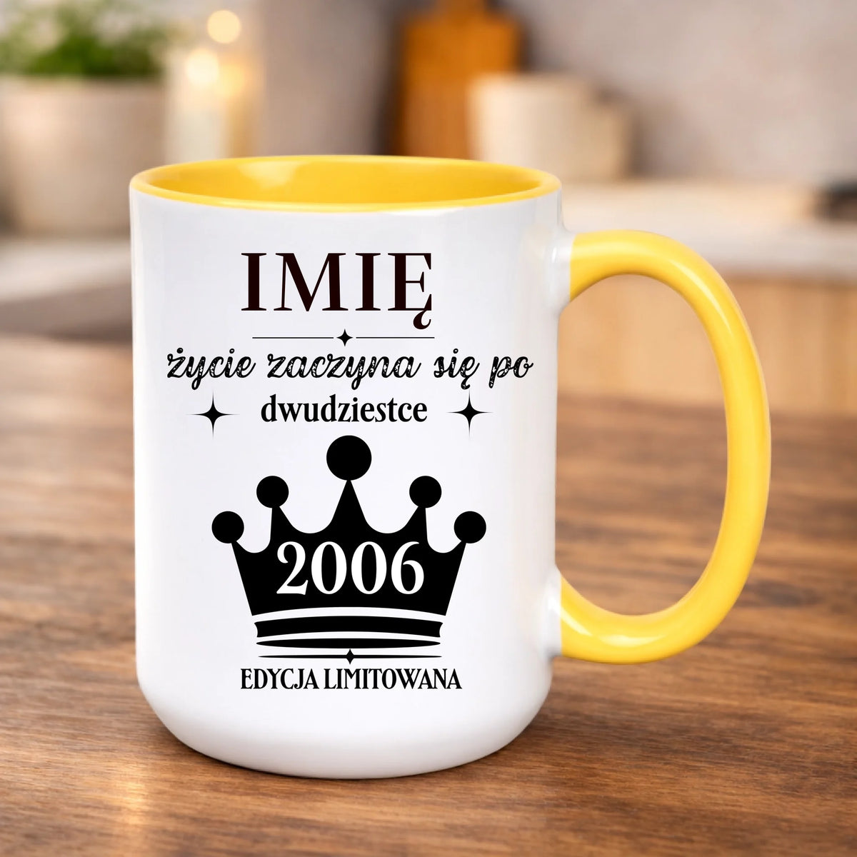 kubek z własnym nadrukiem 440ml personalizowane prezenty pl żółty
