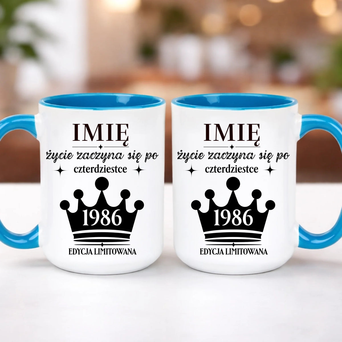 kubek z własnym nadrukiem 440ml personalizowane prezenty pl niebieski
