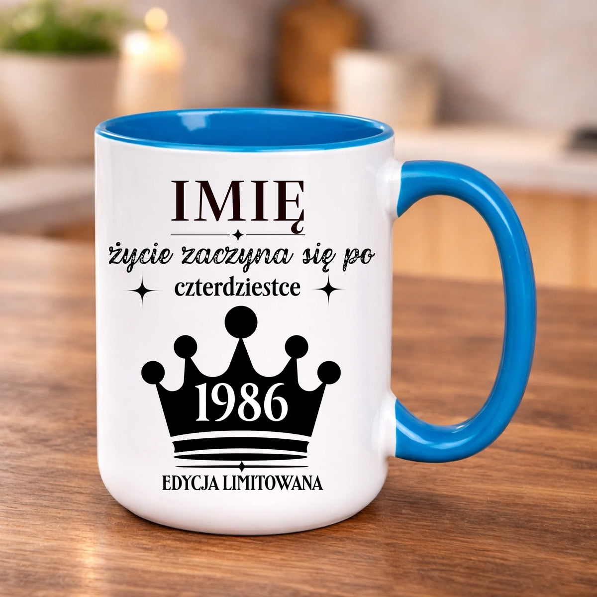 kubek z własnym nadrukiem 440ml personalizowane prezenty pl niebieski
