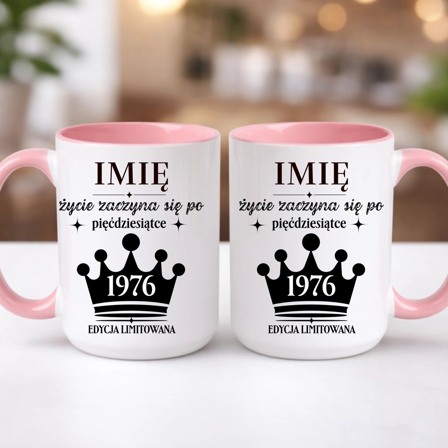 kubek z własnym nadrukiem 440ml personalizowane prezenty pl różowy