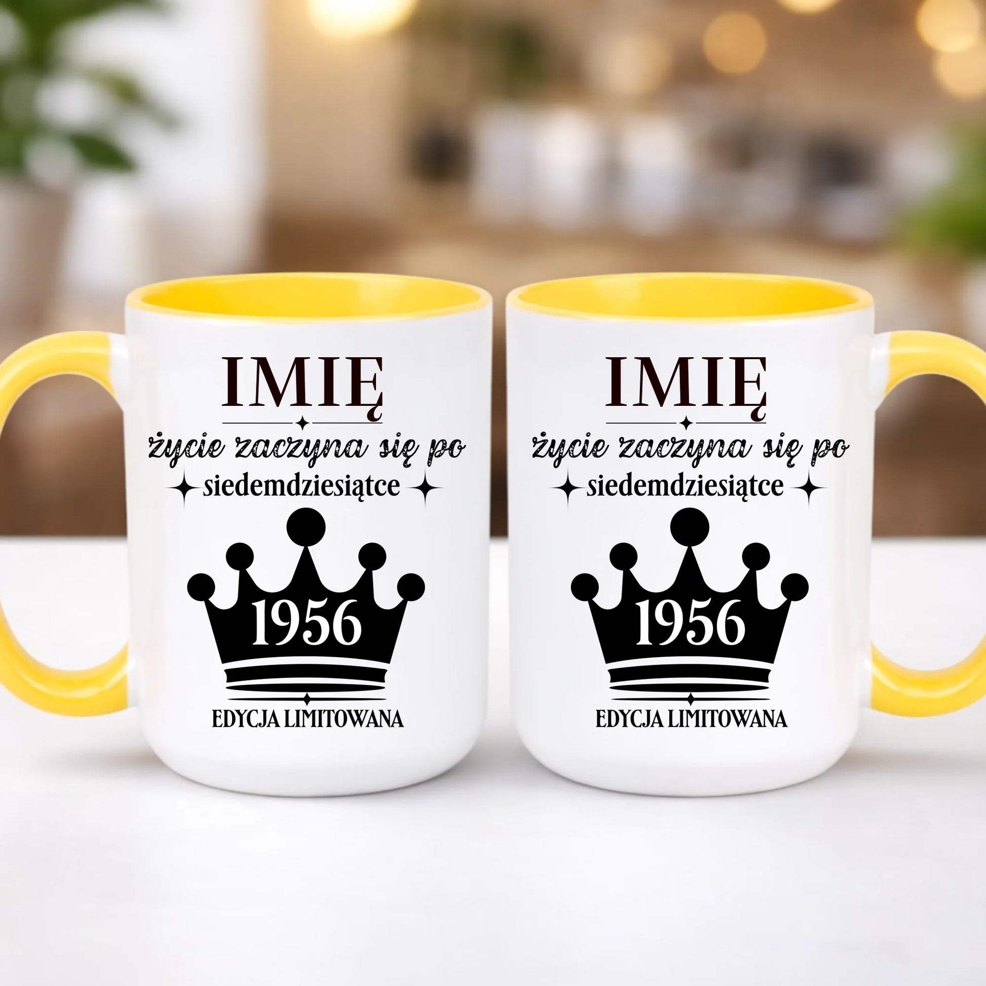 kubek z własnym nadrukiem 440ml personalizowane prezenty pl żółty